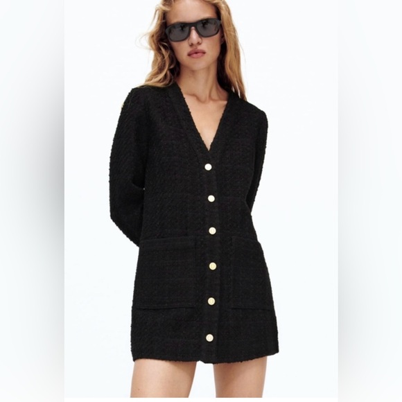 Zara tweeted mini dress in black - Picture 1 of 6